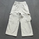 Gap Sweatpants Youth Girls Small  6-7  Off-white Fleece Cargo Pocket Wide Leg