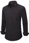 Corfty Men Long Sleeve Dress Shirt - Regular Fit Stretch Free-wrinkle Xl