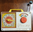 Vintage Fisher Price 1960 s Clock Radio-music Box-wind Up Hickory Dickory Dock