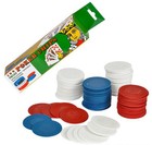 100 Poker Chips Red White Blue Plastic Easy Stacking Washable Interlocking Nice