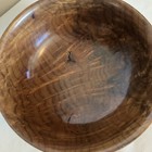 Vintage Wood Bowl Footed 8 25  Wooden Fruit Bowl Centerpiece Striped Burl Knot