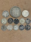 World Silver Coin Lot  2 Kroner  Pence  Canadian Cents