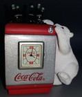 2001 Coca-cola Mini Working Clock Polar Bear Climbing Coke Soda Machine Figurine