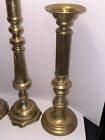 3 Pc Antique Brass Heavy Extra Tall Candlestick Candle Holders  tarnished  19   