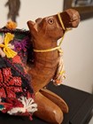 Vintage India Raj Wood   Cotton Laying Camel Toy Figure 