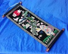 Vintage Black Velvet Painting Scroll Japanese Wall Hanging 15  X7  Souvenir 