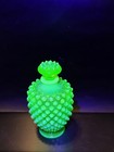 Fenton Uranium Opalescent Hobnail Glass Perfume Bottle  Vintage Perfume Bottle 