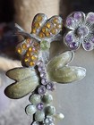 Picture Frame 3d Enamel Jeweled Silver Butterfly Floral  4x6 Flower Garden