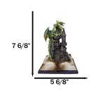 Medieval Green Dragon Perching On Led Castle With Book Of Spells Figurine