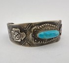 1940 s Fred Harvey Navajo Sterling Cerrillos Turquoise Thunderbird Cuff Bracelet