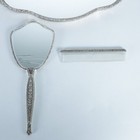 Vintage Hand Held Ornate Vanity Mirror And Comb Set Silver Plate Heavy Nice
