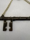 Vintage Brass Key Shaped Wall Hanging Key Holder With 5 Hooks Made In Taiwan