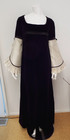Vintage 1960s Annacat London Black Velvet Mod Dress Size 12 Ruffle Bell Sleeves