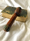 Antique French 1930 s Hand Carved Painted Parasol Or Swagger Stick cane Handle