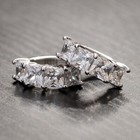Small Iced White Gold Plated Sterling Silver Solitaire Huggie Hoop Earrings Rc6