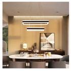 Modern 2-ring Coffee Led Chandelier Rectangular Acrylic Ceiling Lamp Bedroom