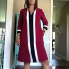 Vintage Vanity Fair Burgundy Pajama Dress Gown Women Size Medium Usa Made Zip Up