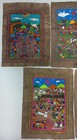 Set Of 5 Amate Bark Paintings Native Ethnic Mexican Folk Art Wall Deco 15 