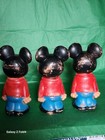 Vintage 3 Mickey Mouse Plastic Figure 1960 s Hong Kong Walt Disney Productions 