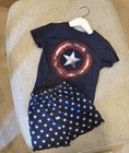 Captain America Unisex Kids 2-piece Lounge Set M Short Sleeve Stars Blue red 4t