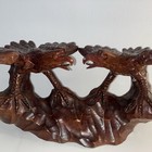 16 - 2 Hand Carved Wooden Eagles  Fighting Statue Sculpture Art- Vintage 80   s