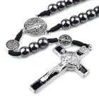 Saint St Benedict Medal Hematite Rosary     15  Length     8mm Black Prayer Beads