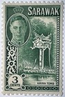 Travelstamps  1950 Sarawak Stamps  3 Cents  Kayan Tomb - Mint  Og   Never Hinged