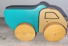 Vintage Handcrafted Carved Wood 8 5   Wooden Pull Toy Car Moving Wheels