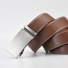 Mens Genuine Leather Ratchet Belts Adjustable Automatic Buckle Size 30-42 Brown