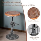 Antique Industrial Crank Stool Cast Iron Base Adjustable Height Bar Chair Wood