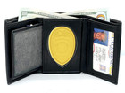 Rfid Blocking Black Leather Men s Tactical Shield Badge Wallet Holder Ccw