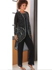 12 Ashro Formal Dress Wedding Dinner Party Yasia Black Silver Beaded Pant Suit
