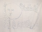 Primitive Rug Hooking Pattern On Monks Cloth Lion Hand Drawn 38  X 30 