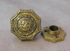 Antique Odd Figural Gnome Door Knob C-14500 W  Rosette Ornate Cast Brass Bronze