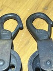 Vtg Pair Wilcox Crittenden Brass Pulley W snap Hook 1 75  Sheave Antique Boat