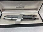 Vintage Parker Silver Tone Ball Point Pen   Mechanical Pencil Set In Box--new
