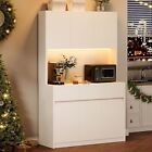 71  Tall Wood Kitchen Pantry Cabinet Food Pantry Cabinet With Microwave Stand   