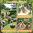 Mason Bee House For Garden Natural Wooden Habitat With Metal Ground Stake