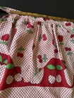 Vintage Floral Apron     Apple   Cherry Print  Cotton Tie-waist In White