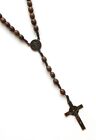 Brown Oval Wood   Cord Rosary With St Benedict Center And Crucifix