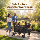Folding Wagon Stroller For 4 Kids  330lb 4 Seaters Wagon Stroller With Canopy