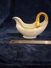 Antique Limoges France D c Co Porcelain Gravy Boat Green Greek Key Gilt Gold