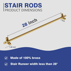 13 Pack 28  Solid Brass Stair Runner Rods Gold Carpet Rods Brackets Finials