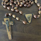 Large Vintage Wood Wall Rosary 71  Catholic Prayer Beads Crucifix Religious