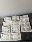 Vtg 30-40s Handmade Floral Cross Stitch Linen Table Runner   8 Placemats Polish