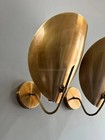 Wall Sconce Pair Of 2 Light Curved Shades Vintage Mid Century Modern Raw Brass