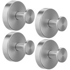 Suction Cup Hooks For Shower  Twist-lock Removable Towel 4 Pack Round Silver