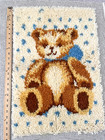 Handmade Teddy Bear Nursery Latch Hook Rug Completed  Granny Core 25  X 17 