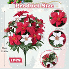 21 Stems Poinsettia Artificial Christmas Flowers Red white  21 65   