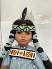 Timeless Native American Doll Blue Faux Suede Beaded Dress 11 Inch With Stand